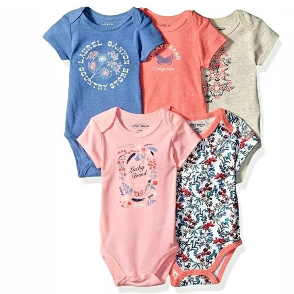 Lucky Brand Baby Girl 5 Pack Assorted One-Piece